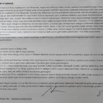 Dyson T. C. Tüketici Kanunlarına Uymuyor!.