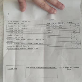 Çetmen Mobilya Ürünlerimin Eksik Teslim Edilmesi