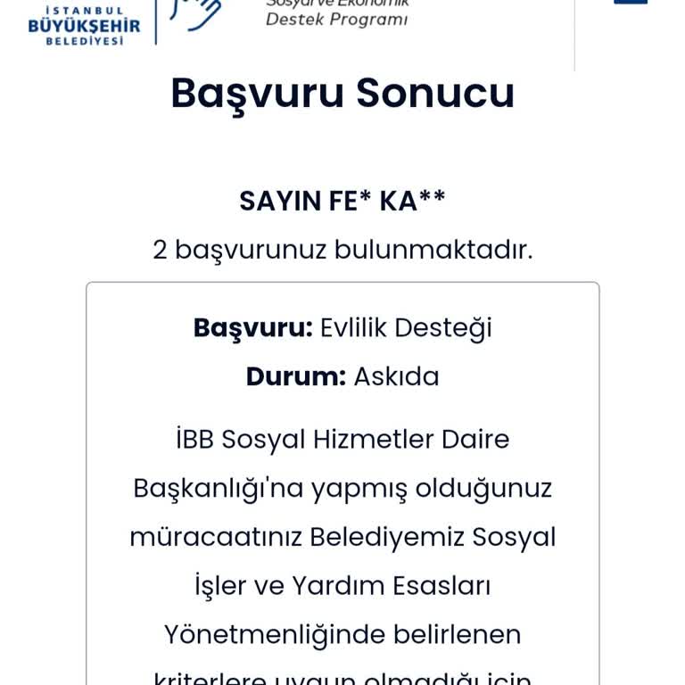 İbb-İstanbul Büyükşehir Belediyesi Evlilik Desteği Olumsuz