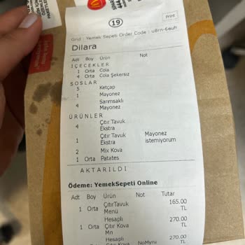 Yemeksepeti McDonald's Eksik Ürün Gönderiyor