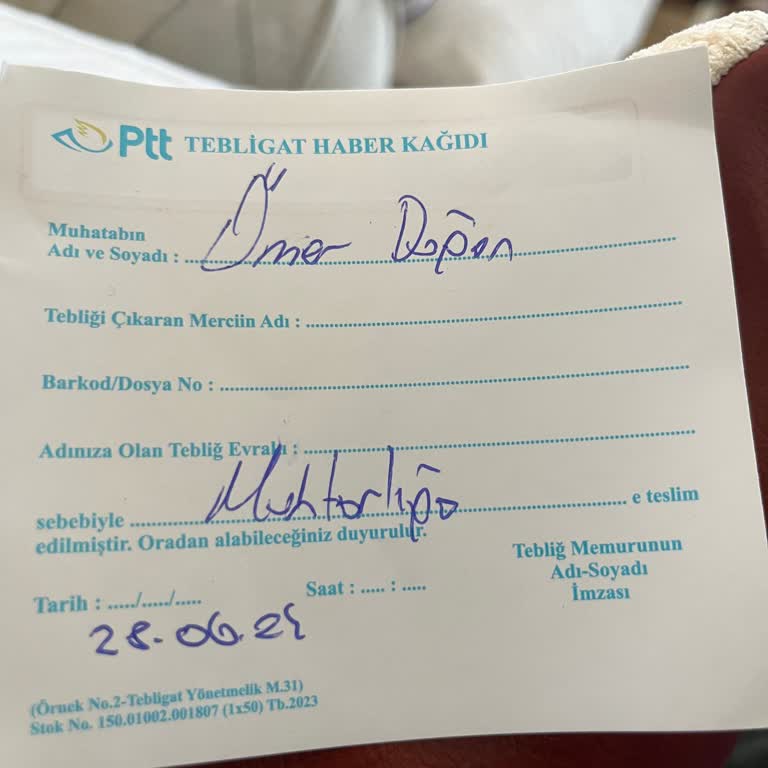 PTT Kargo PTT Tebligat Görev Ciddiyetsizliği