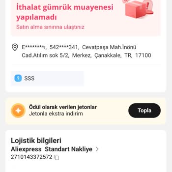 Aliexpress Gümrük Mevzuatı Aylık Kota Siparişimi Aşmışım.