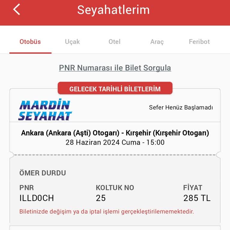 Obilet Üzerinden Bilet Aldım Otobüs Saati Değişti