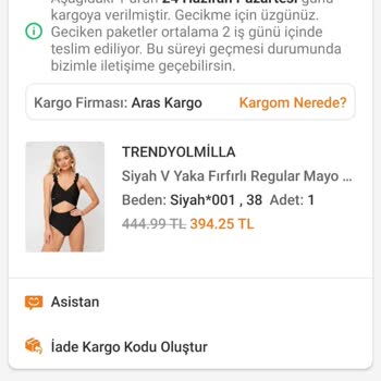 Trendyolmilla Trendyol Teslim Edilmeyen Kargo