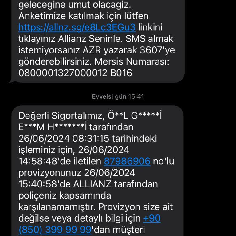 Allianz Sigorta Allianz Tamamlayıcı Sağlık Sigortası Ameliyatı Karşılamıyor