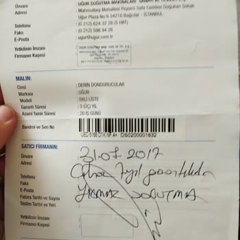 Uğur Soğutma Ayıplı Ürün Ve Garantili Ürünün Garantisi Bitti Diye İşlem Yapılması