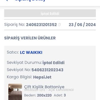 LCW Kargoya Verilmeden Kargoda Kayboldu İptal Edilen Ürünler