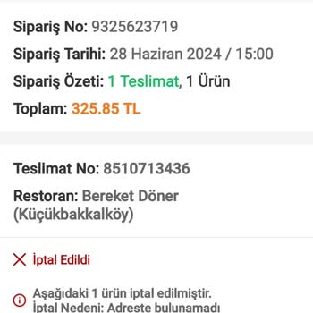 Trendyol Yemek Siparişi Sorunu Ve Ücret İadesi