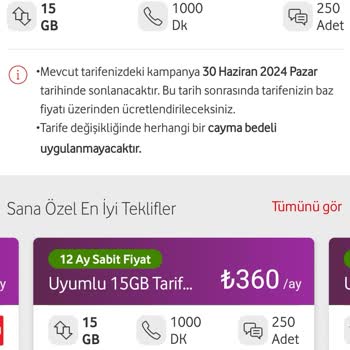 Vodafone Fahiş Fiyatlı Tarife