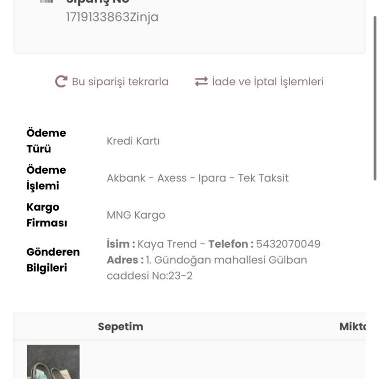 KayaTrend Kaya Trend Siparişim Kargoya Verilmedi Satıcı İletişim Kurmadı