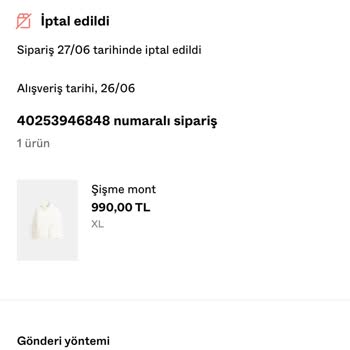 Bershka Sipariş İptali Kredi Kartına Geri İade Ödeme Yapılmaması