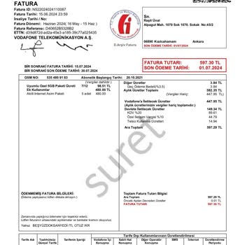 Vodafone Net Bilgim Dışında Kesilen 480 TL İnternet Ücreti