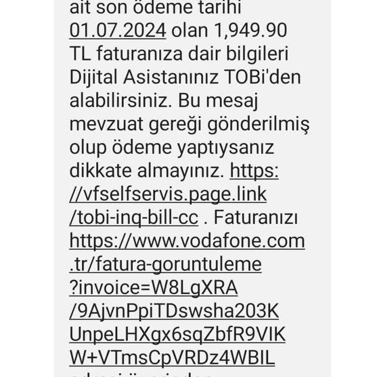 Vodafone Fatura Aşımı Yapılmış