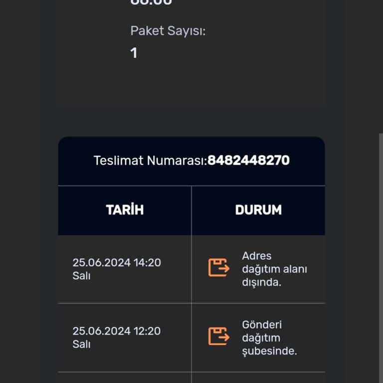 Horoz Lojistik Adres Dağıtım Alanı Dışında