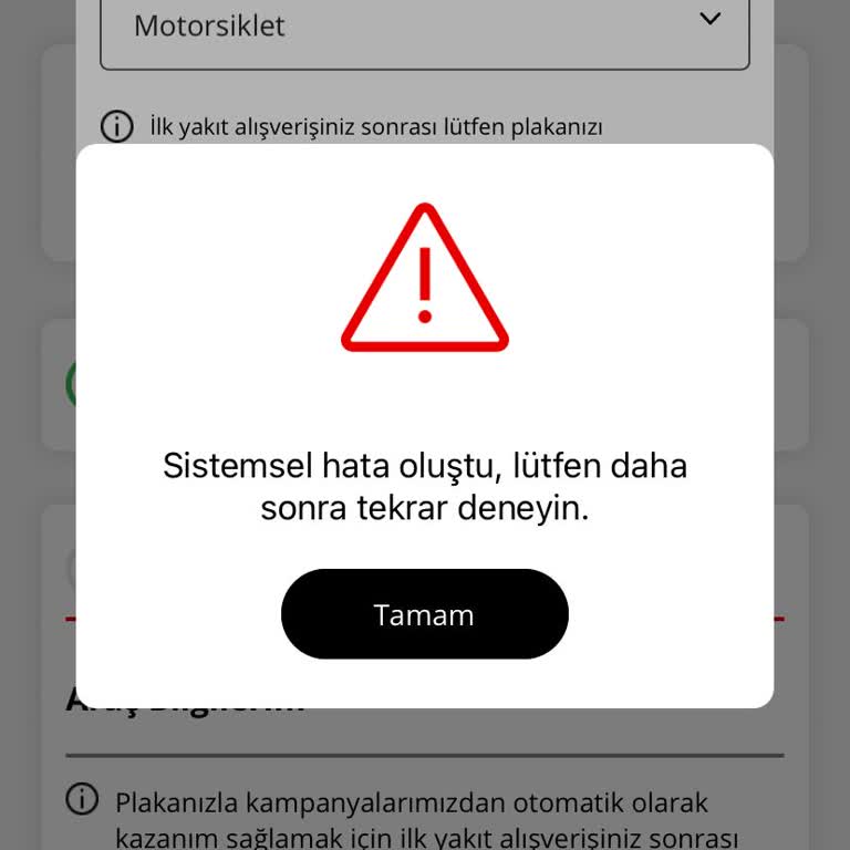 Petrol Ofisi Uygulamasında Plakamı Kayıt Edemiyorum