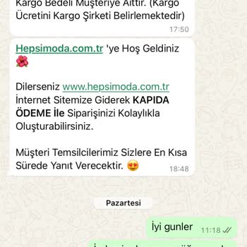 Hepsi Moda İade Ücretim Tarafıma Verilmedi