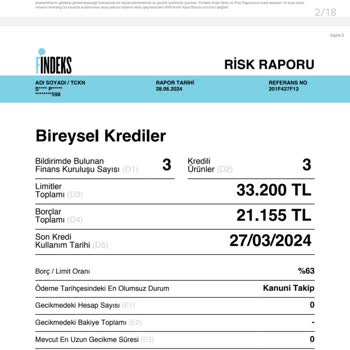 Findeks Kredi Notumun Sabit Kalması