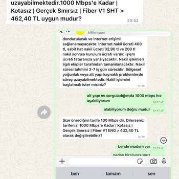 Millenicom Fiber Fiyat Tutarsızlığı Ve Müşteri Temsilcisi Tutarsızlığı