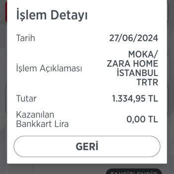 Moka/Zara Home Bilgim Dışında Para Çekti