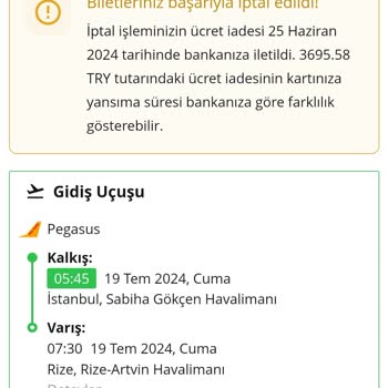 Enuygun.com İptal Edilen Biletin Paranın Zamanında Yatırılmaması