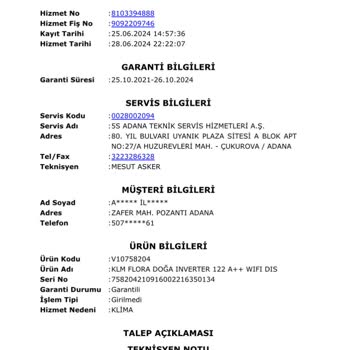 Vestel Adana 5S Yetkili Servisi Şikayeti