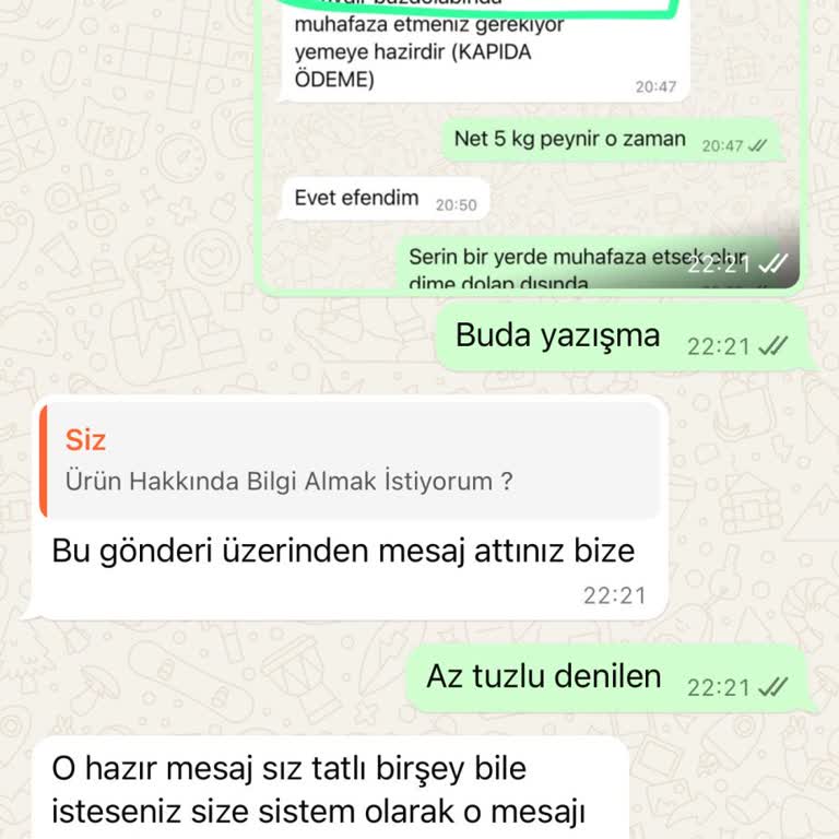 Yöresel Peynir Çarşısı'ndan Aldığım Ürünle İlgili Sorunlar
