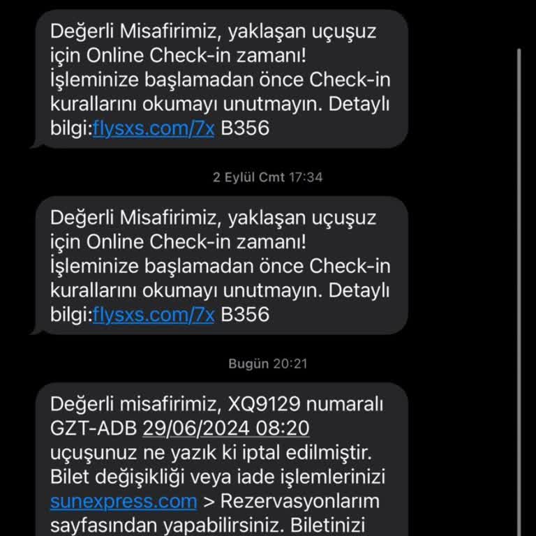 Sunexpress Havayolu Uçuş İptali
