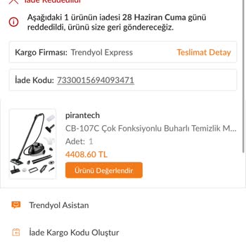 Trendyol Buhar Temizleme Makinesi İade Sorunu