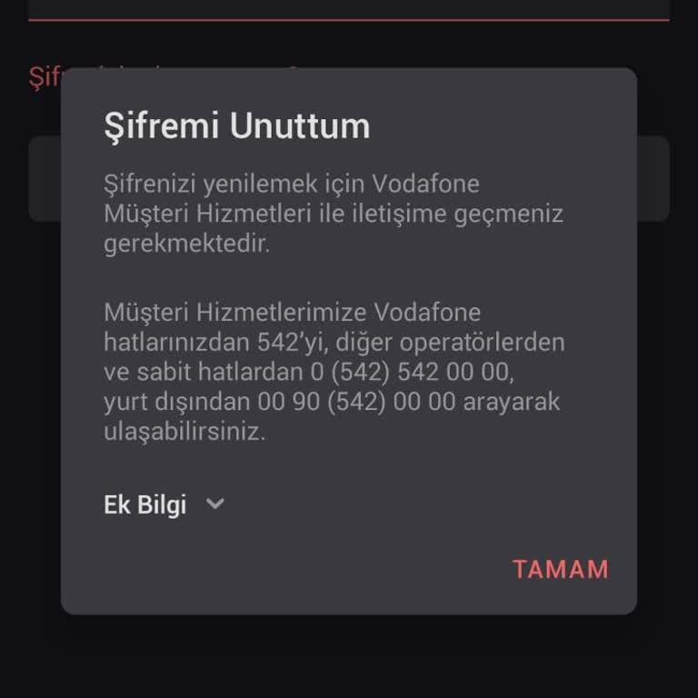 Vodafone Güvenli Depo Şifre Yenileme