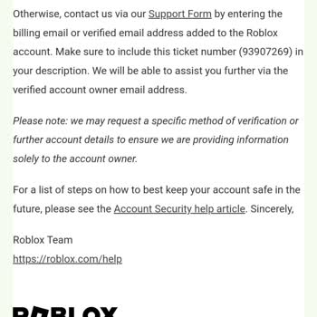 ROBLOX Çalınan Hesabı Geri Alamama