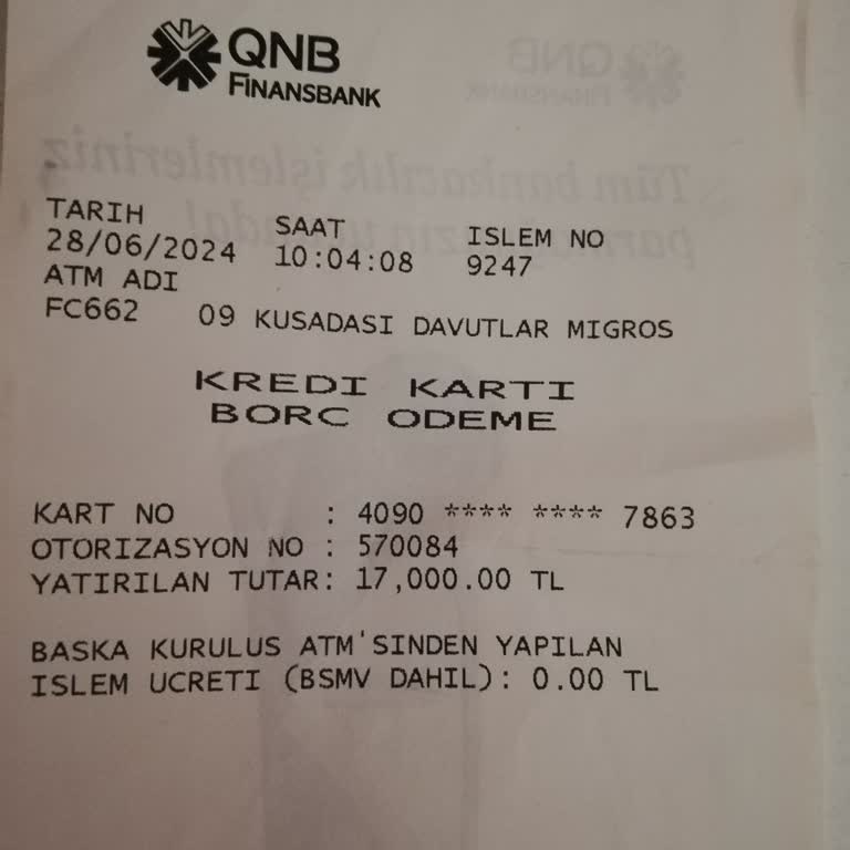 QNB Finansbank Kredi Kartıma Yatırdığım Para Hesabımda Görünmüyor.
