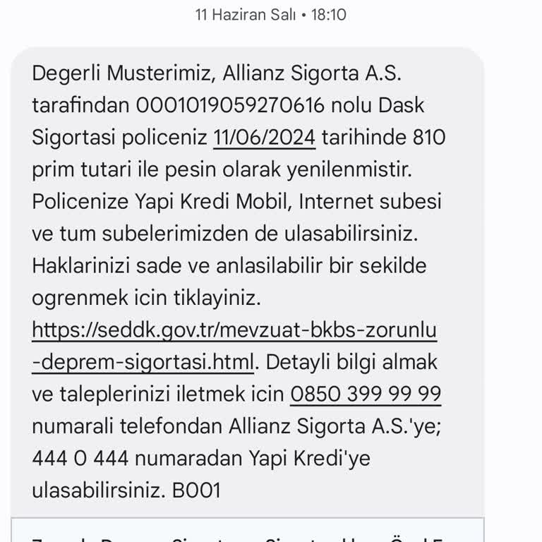 Habersiz Yenilenen DASK Poliçesini Yapı Kredi İptal Etmiyor.