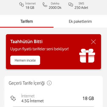 Vodafone Yüksek Fatura Detayı %300