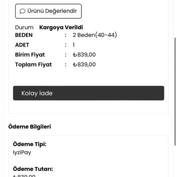 Meysadesiign İade Almıyor