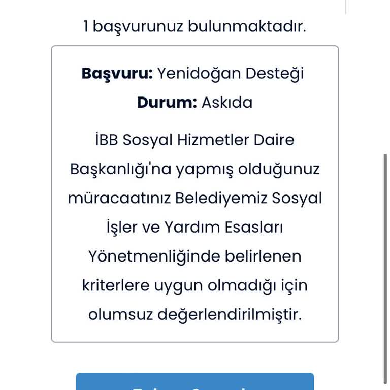 İbb - İstanbul Büyükşehir Belediyesi Yeni Doğan Destek Red Verildi