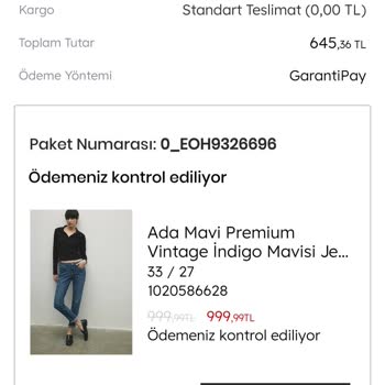 Mavi Ödeme Kontrol Ediliyor. Parayı Çekip Ürünü Göndermediler