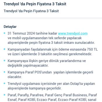 Trendyol Parafa 3 Taksit Kampanyası