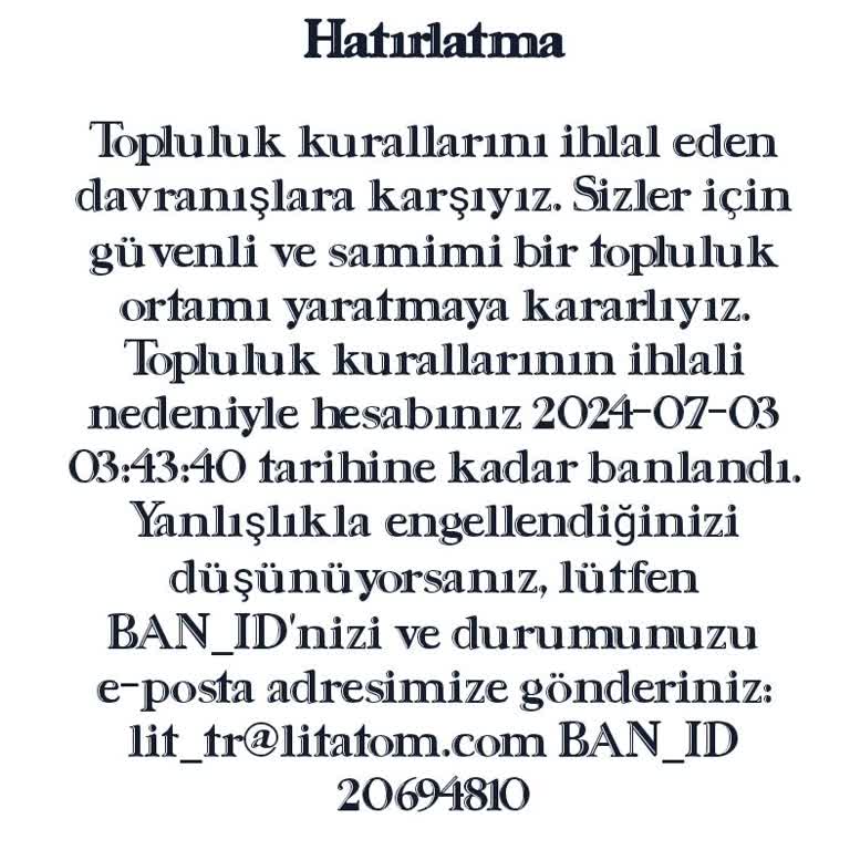 Litmatch Banımın Kalkmasını İstiyorum