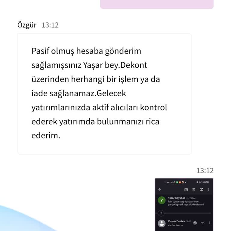 Onwin Bahis Para Yatırdım İadem Yapılmıyor