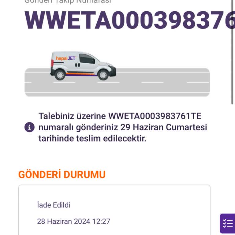 Hepsijet Kargonun 1 Aydır Beklediğim Ürünü Düzgün Teslim Edememesi