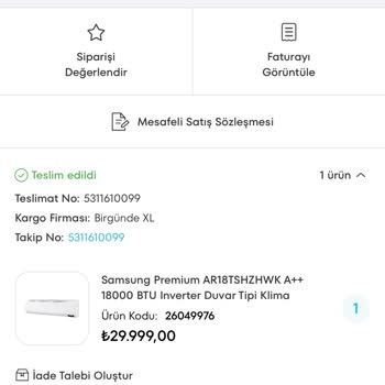 A101 Eksik Ürün Gönderme-klima Eksik Ürün