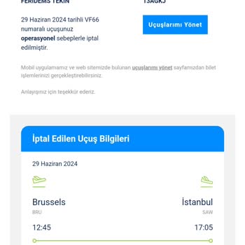 AJet (Anadolu Jet) Uçuş İptal Edildi