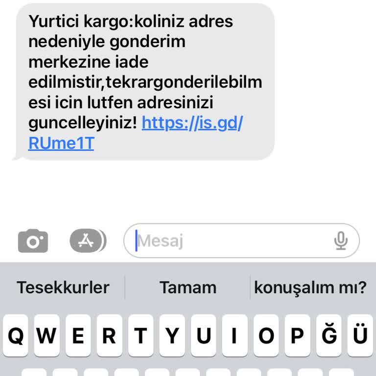+855 İle Başlayan Numaradan Kargo Mesajı