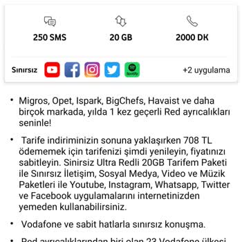 Vodafone Tarife Yenileme Ve Yüksek Fiyat.