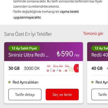 Vodafone Tarife Yenileme Ve Yüksek Fiyat.