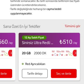 Vodafone Tarife Yenileme Ve Yüksek Fiyat.
