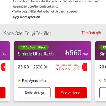 Vodafone Tarife Yenileme Ve Yüksek Fiyat.