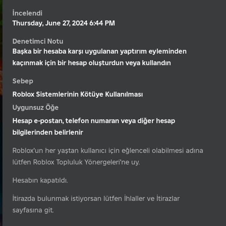 Roblox Haksız Yere Hesabımı Sildi