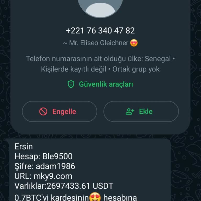 Usdttpk.com WhatsApp Üzerinden Gelen İzinsiz Mesaj Ve Bilgi Paylaşımı