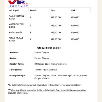 Yelken Turizm Vip Yolcu Seyahat Pişmanlığımız